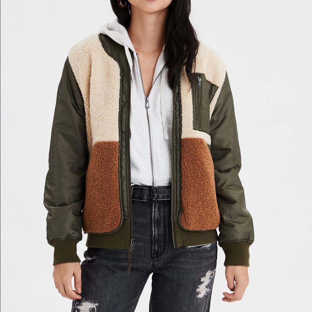 American Eagle Reversible Sherpa Bomber Jacket